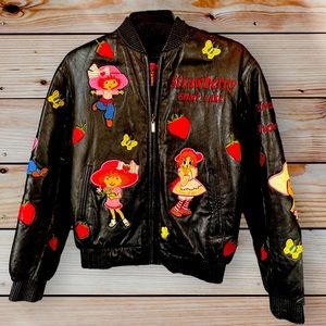 One of a kind vintage strawberry shortcake leather jacket
